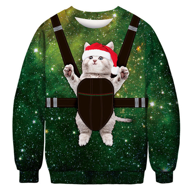 Christmas Cat Crew Neck Sweatshirt