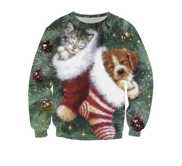 Christmas Cat Crew Neck Sweatshirt