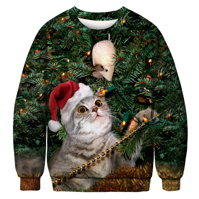 Christmas Cat Crew Neck Sweatshirt