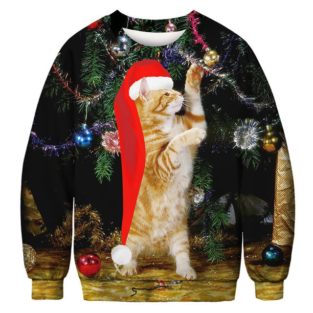 Christmas Cat Crew Neck Sweatshirt