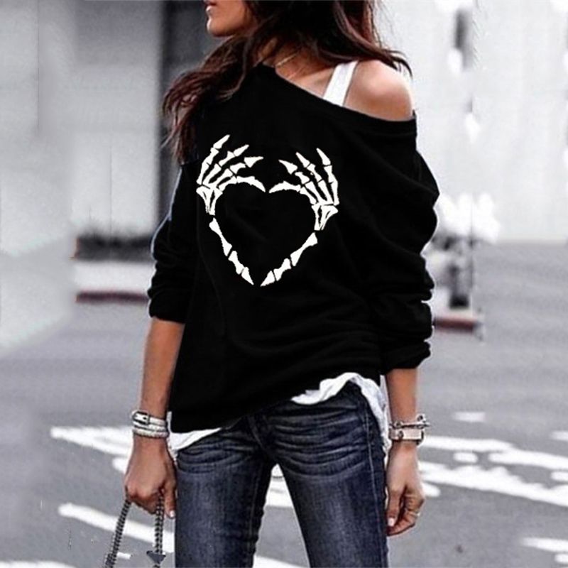 Plus Size Gothic Skeleton Pattern Sweatshirts