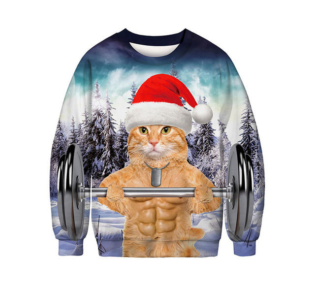 Christmas Cat Crew Neck Sweatshirt