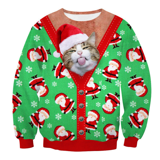 Christmas Cat Crew Neck Sweatshirt