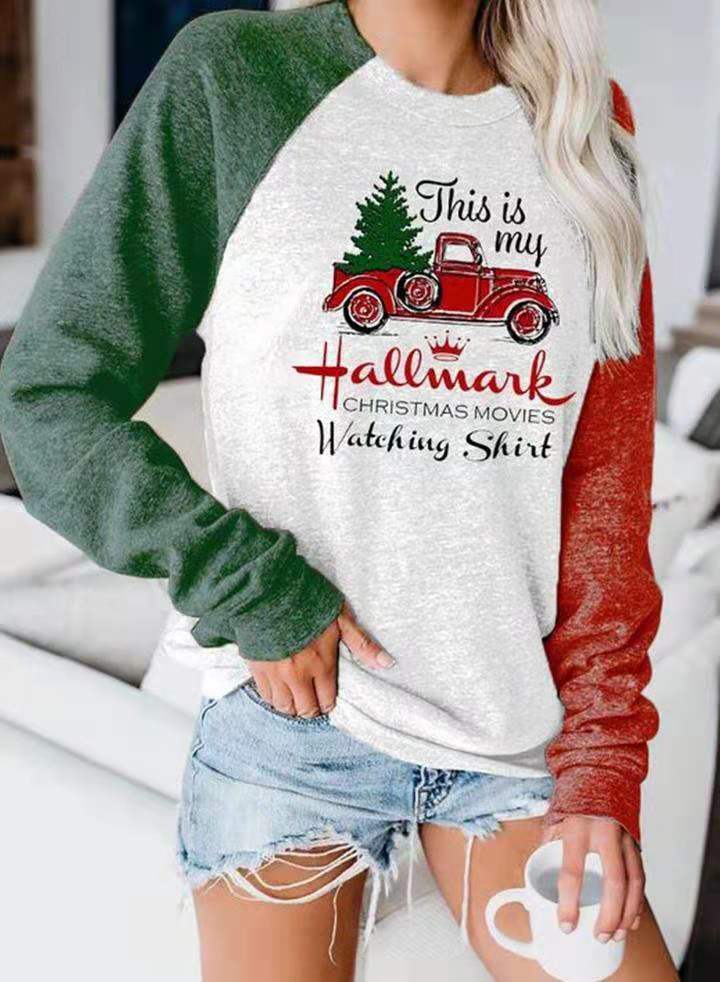 Christmas Movies My Hallmark Printed Long-sleeved Sweatshirt