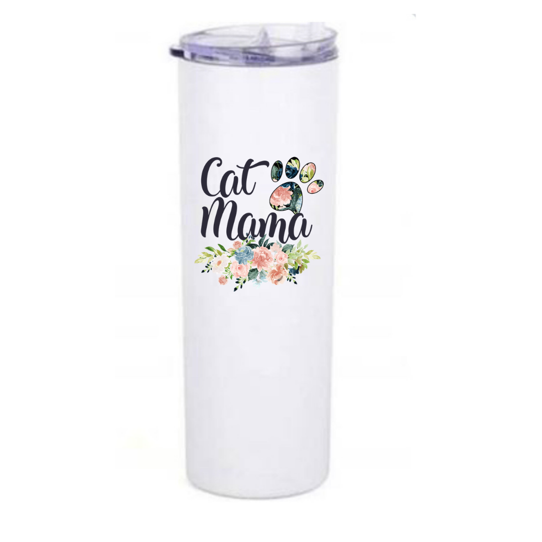 CAT MAMA floral print 20oz skinny travel tumbler