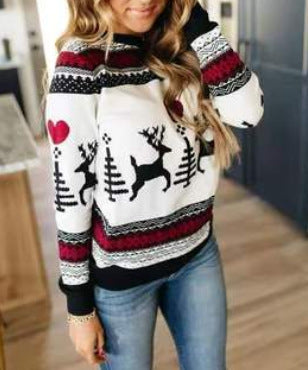 New Christmas Pullover Round Neck Loose Sweatshirt