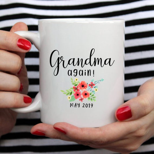 Pregnancy Announcement Grandma Again Mug Baby