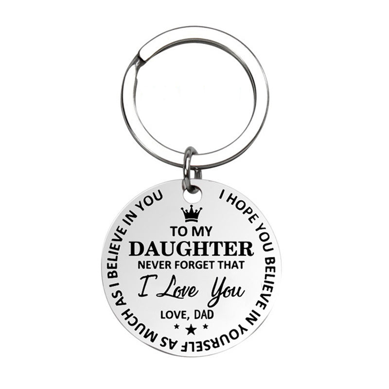 Engraved To My Daughter / Son Love Mom / Dad Round Inspirational Keychain