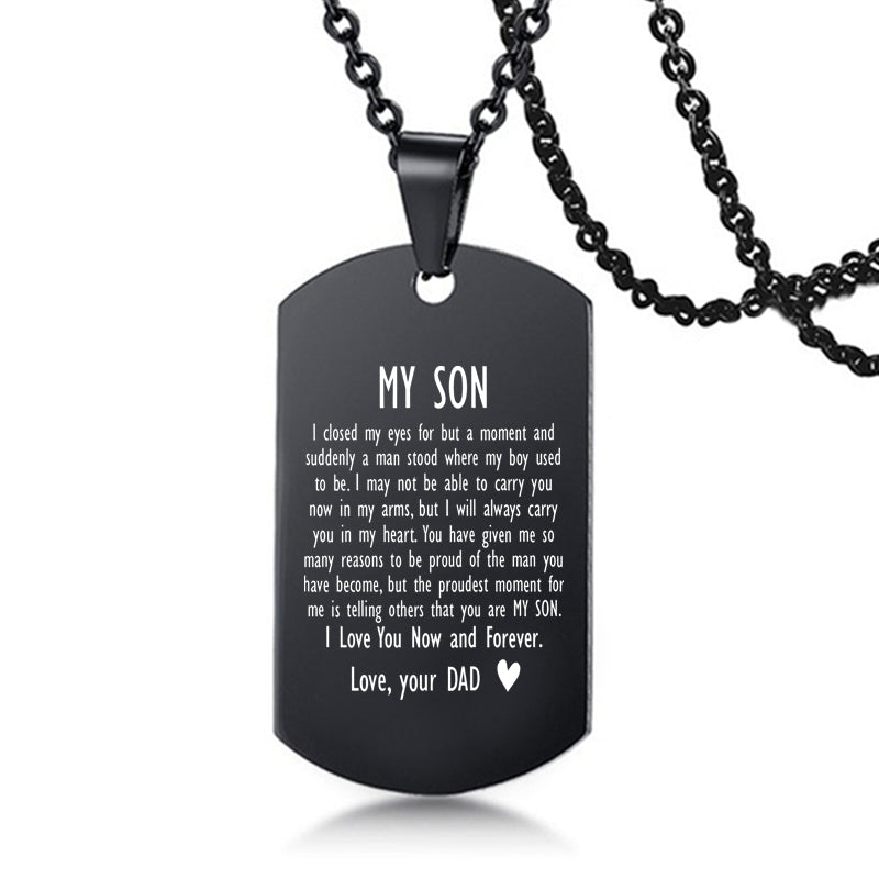 To My Son Love Dad / Mom Stainless Steel Inspirational Necklace