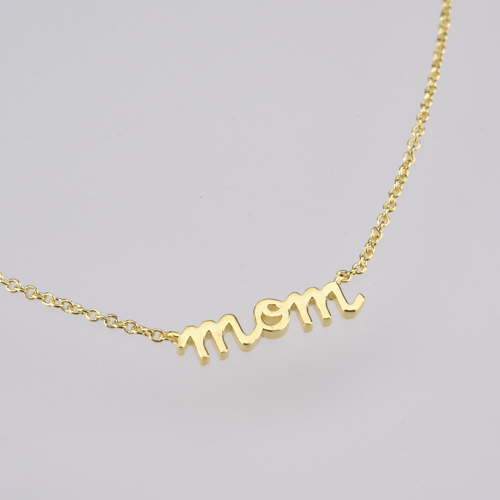 Sterling Silver Letter MOM - Mother's Day Pendant Necklace