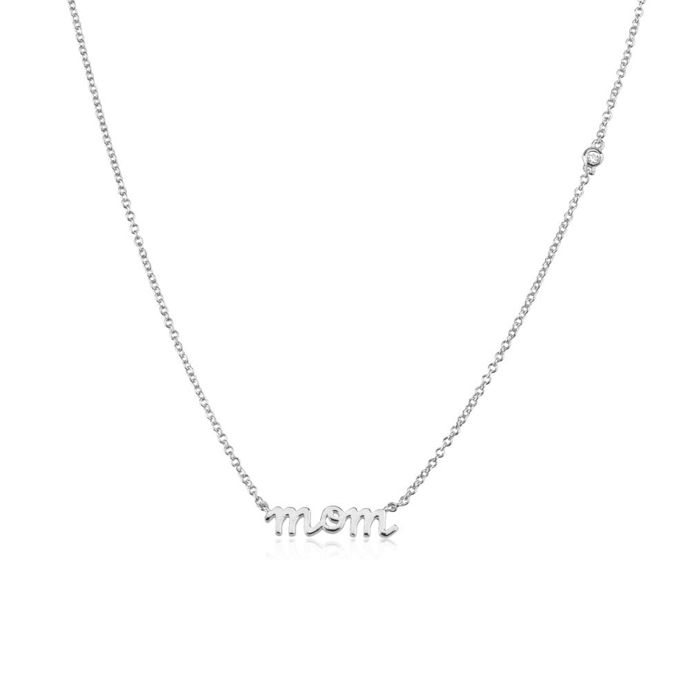 Sterling Silver Letter MOM - Mother's Day Pendant Necklace