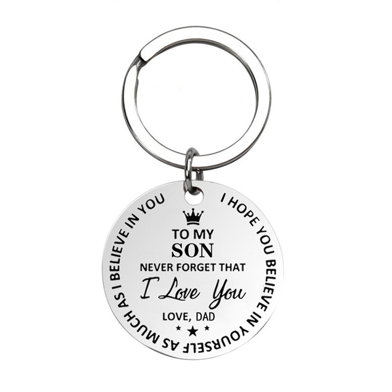 Engraved To My Daughter / Son Love Mom / Dad Round Inspirational Keychain