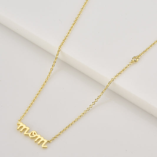 Sterling Silver Letter MOM - Mother's Day Pendant Necklace