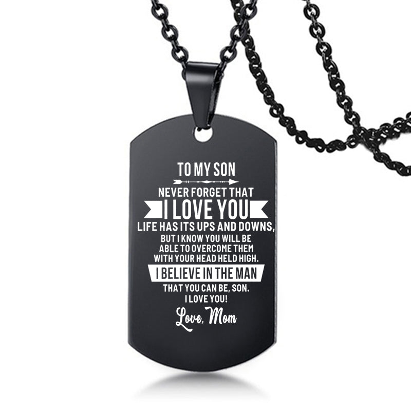 To My Son Love Dad / Mom Stainless Steel Inspirational Necklace