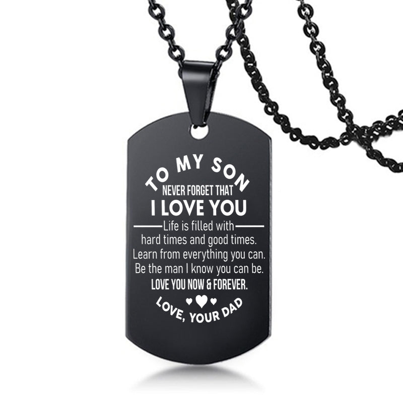 To My Son Love Dad / Mom Stainless Steel Inspirational Necklace