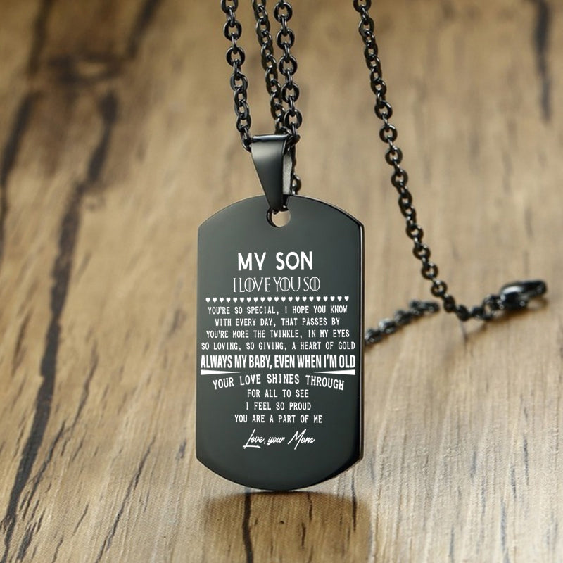 To My Son Love Dad / Mom Stainless Steel Inspirational Necklace