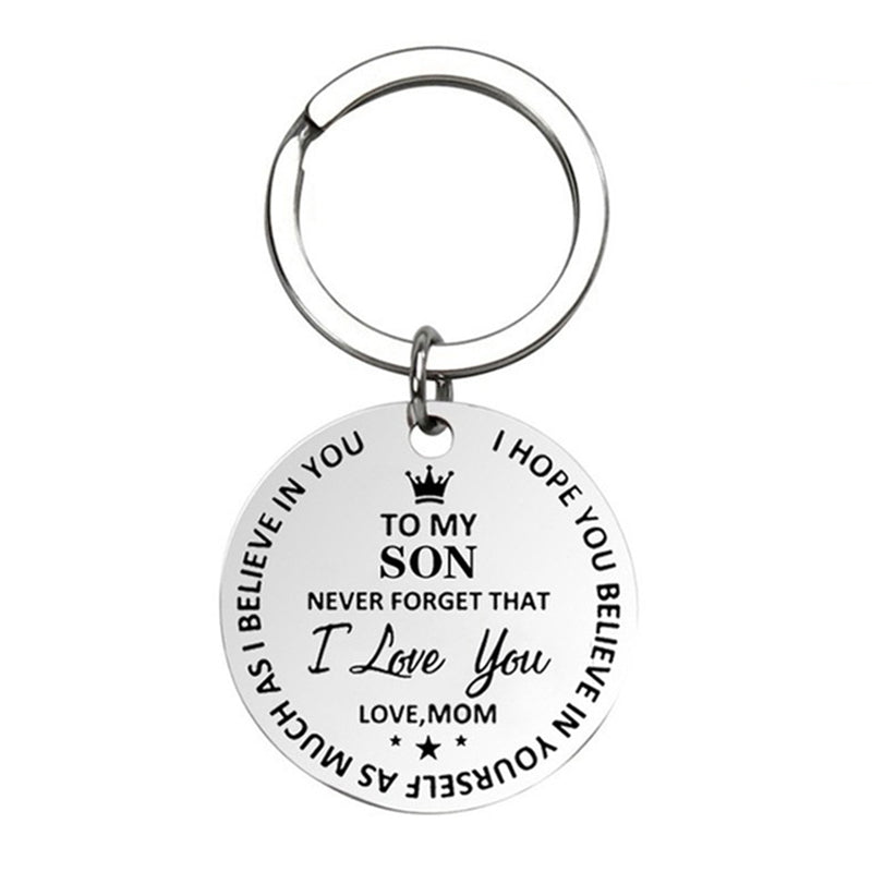 Engraved To My Daughter / Son Love Mom / Dad Round Inspirational Keychain