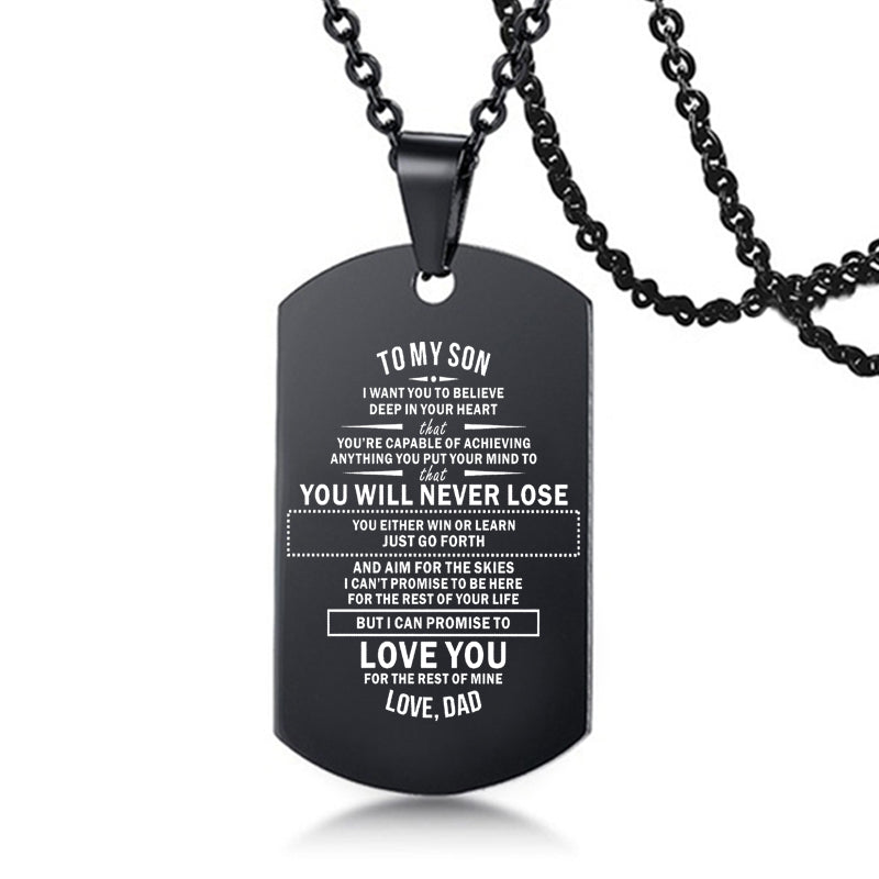 To My Son Love Dad / Mom Stainless Steel Inspirational Necklace