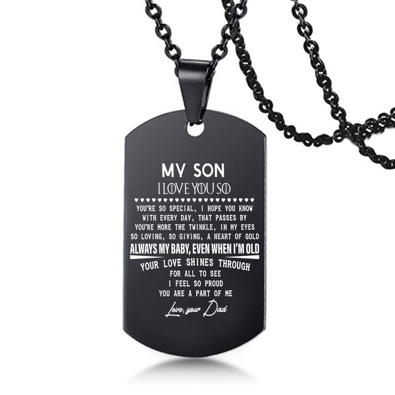 To My Son Love Dad / Mom Stainless Steel Inspirational Necklace